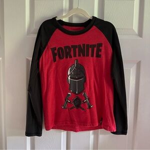 Fortnite Red and Black Knight Helmet Long Sleeve Shirt Kids Size 8